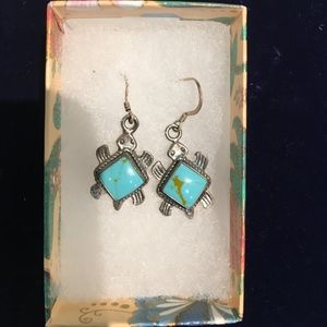 sterling silver and turquoise turtle earrings